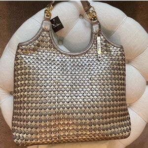 Cole haan like new condition hang back gold and tan